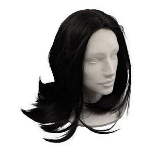 Black Synthetic Mid-Length Straight Wig JY3703 A012US Layered Ends Mens Womens